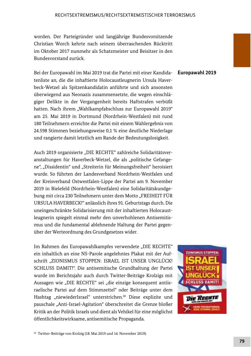 Seite 79 des Verfassungsschutzbericht 2019 Bund