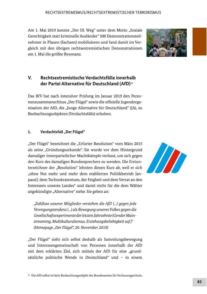 Seite 83 des Verfassungsschutzbericht 2019 Bund