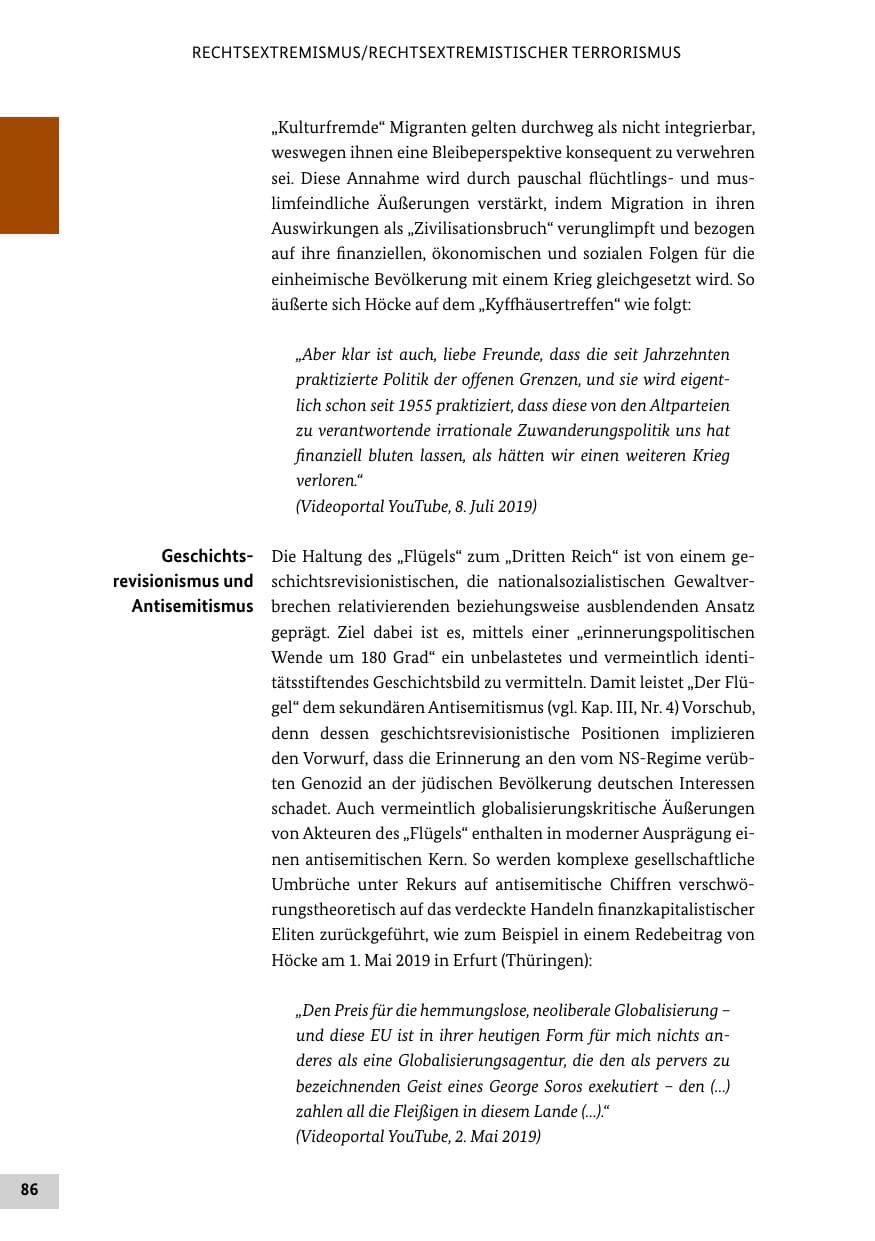 Seite 86 des Verfassungsschutzbericht 2019 Bund