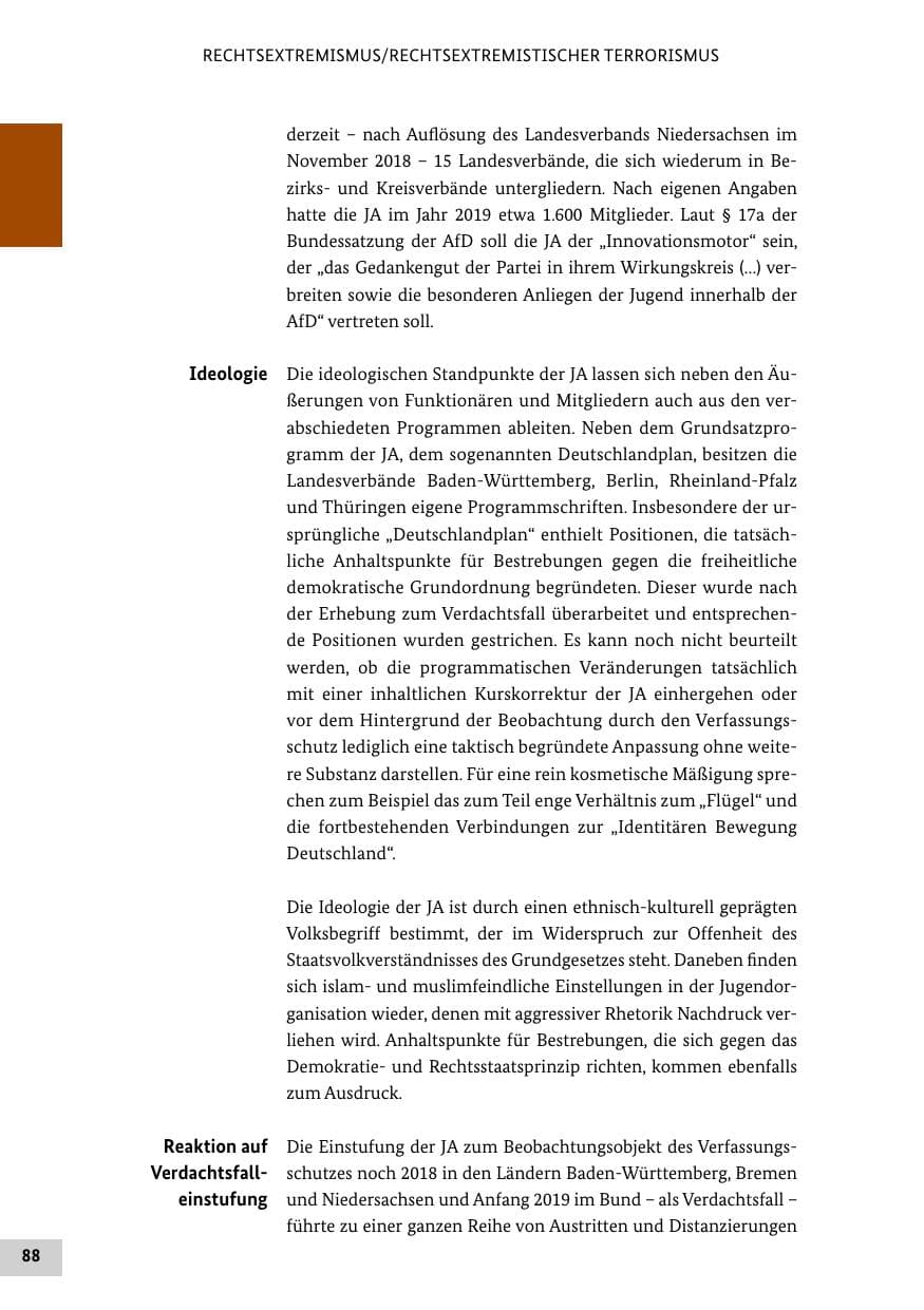 Seite 88 des Verfassungsschutzbericht 2019 Bund