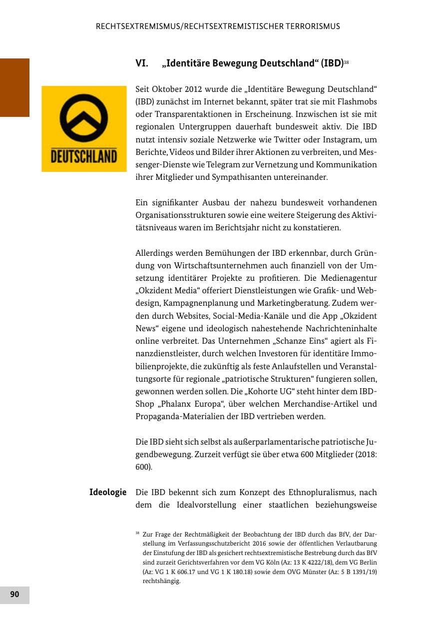 Seite 90 des Verfassungsschutzbericht 2019 Bund