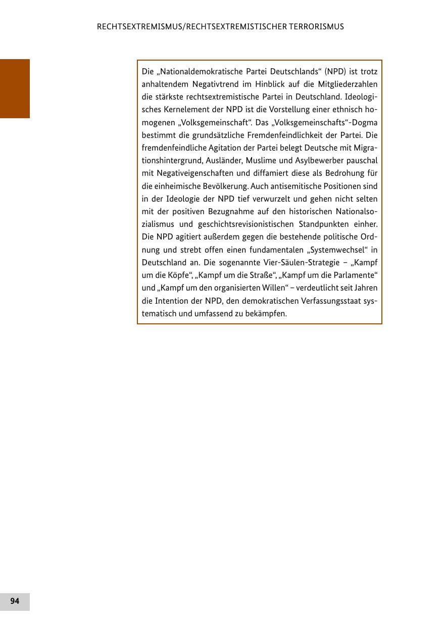 Seite 94 des Verfassungsschutzbericht 2019 Bund