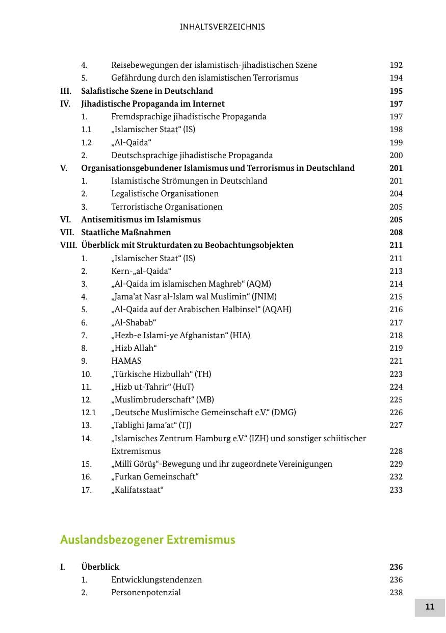 Seite 11 des Verfassungsschutzbericht 2022 Bund