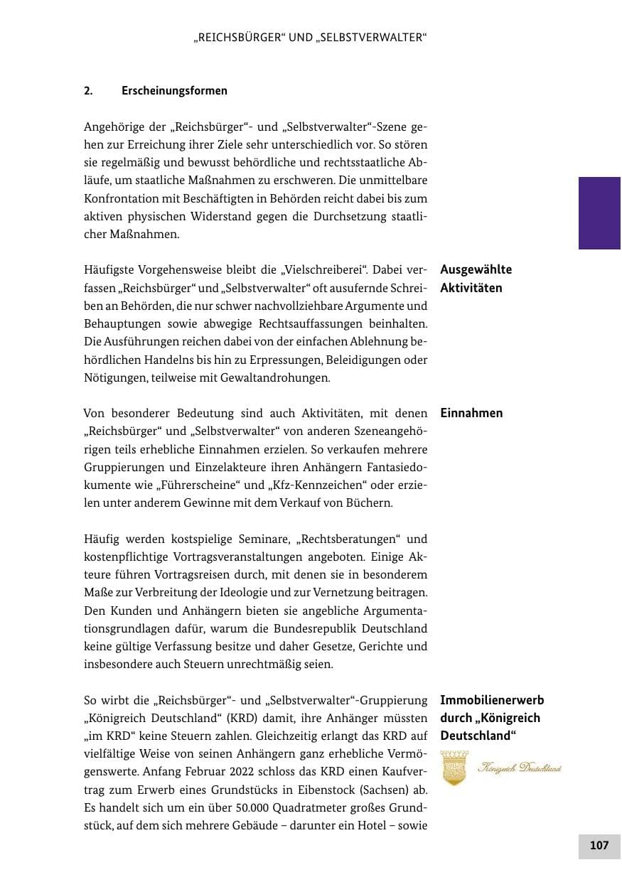 Seite 107 des Verfassungsschutzbericht 2022 Bund