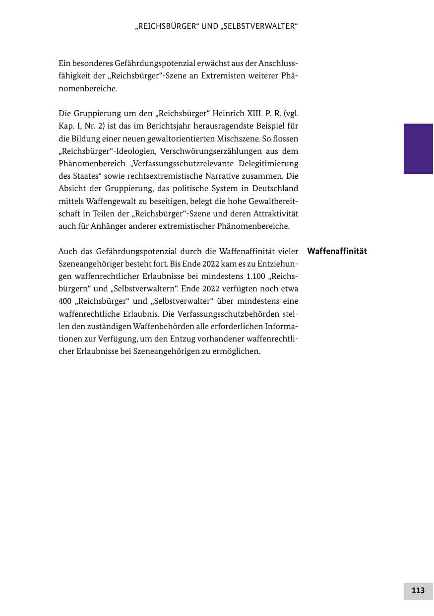 Seite 113 des Verfassungsschutzbericht 2022 Bund