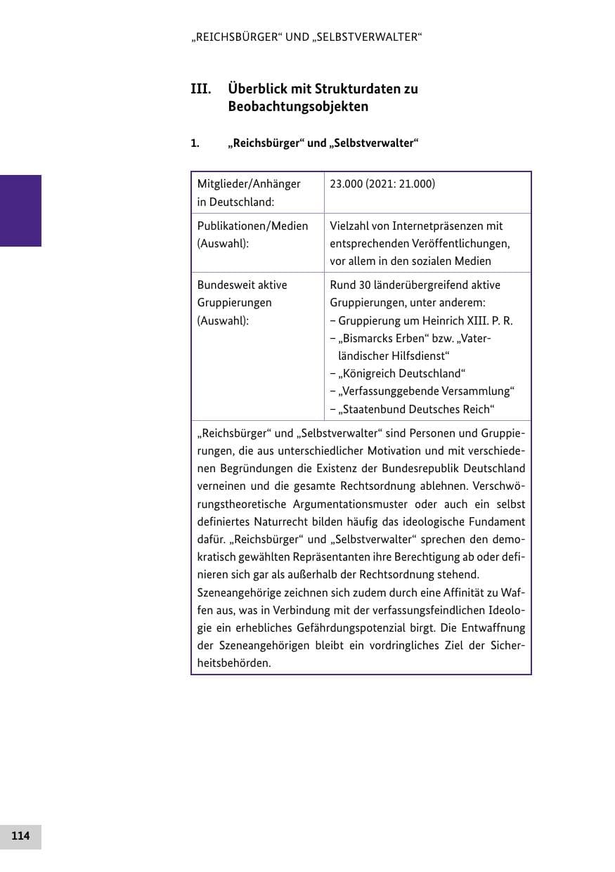 Seite 114 des Verfassungsschutzbericht 2022 Bund