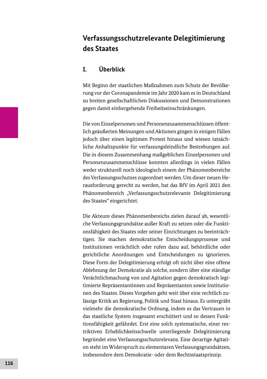 Seite 116 des Verfassungsschutzbericht 2022 Bund