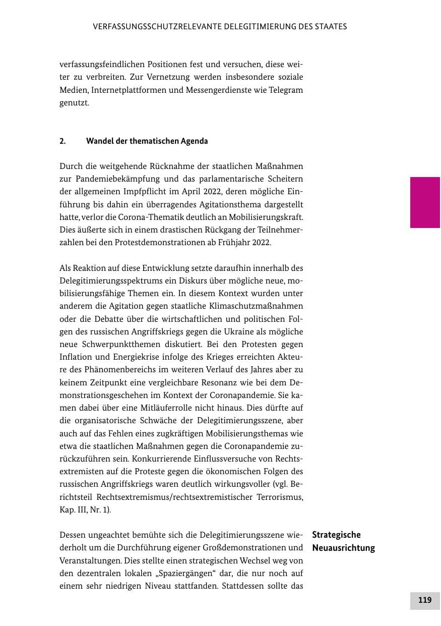 Seite 119 des Verfassungsschutzbericht 2022 Bund