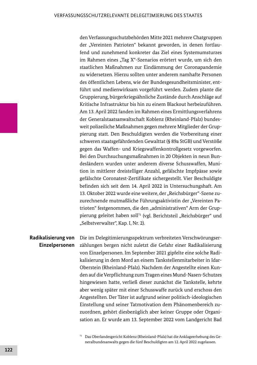 Seite 122 des Verfassungsschutzbericht 2022 Bund