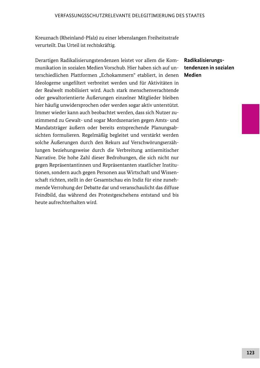 Seite 123 des Verfassungsschutzbericht 2022 Bund