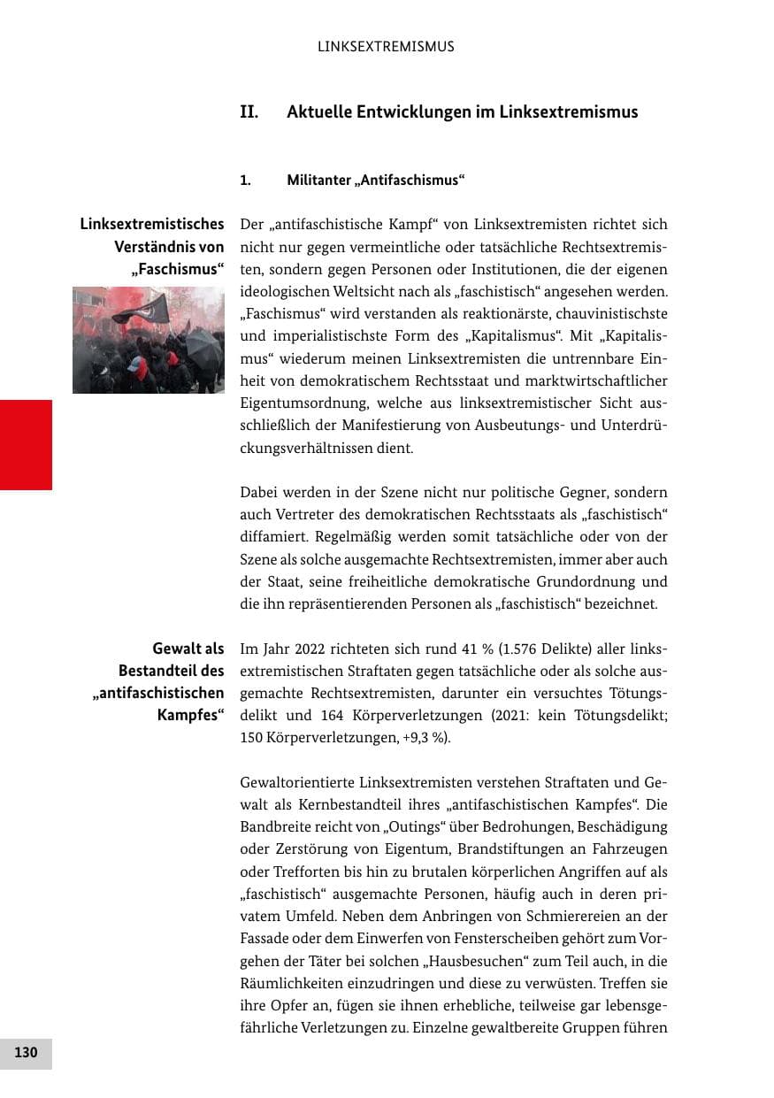 Seite 130 des Verfassungsschutzbericht 2022 Bund
