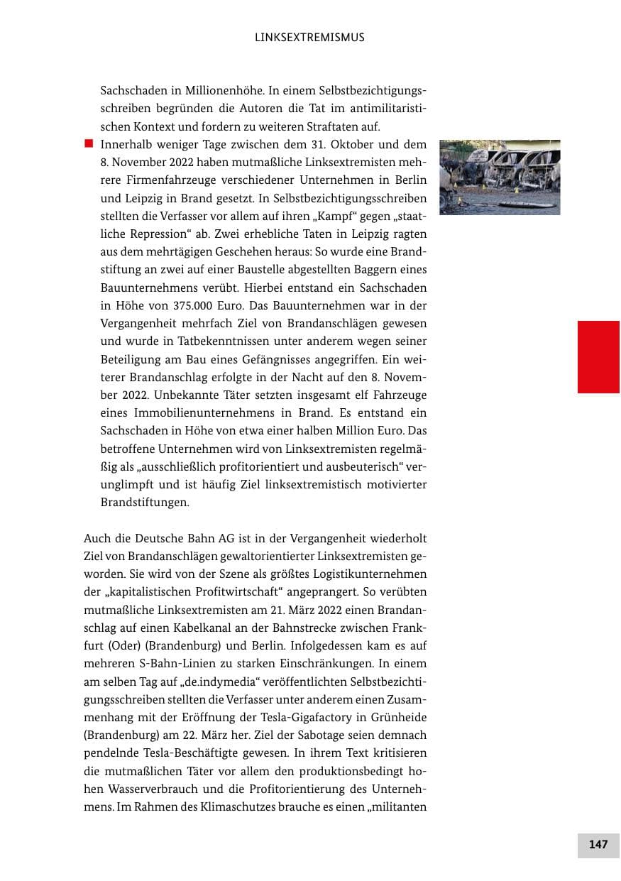 Seite 147 des Verfassungsschutzbericht 2022 Bund