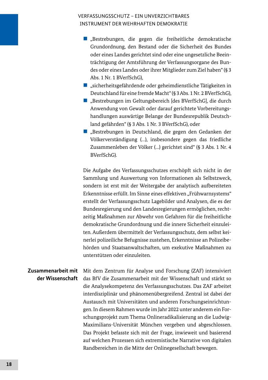Seite 18 des Verfassungsschutzbericht 2022 Bund