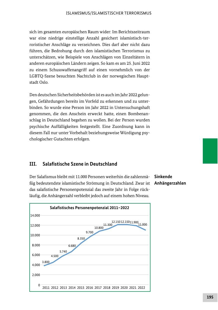 Seite 195 des Verfassungsschutzbericht 2022 Bund