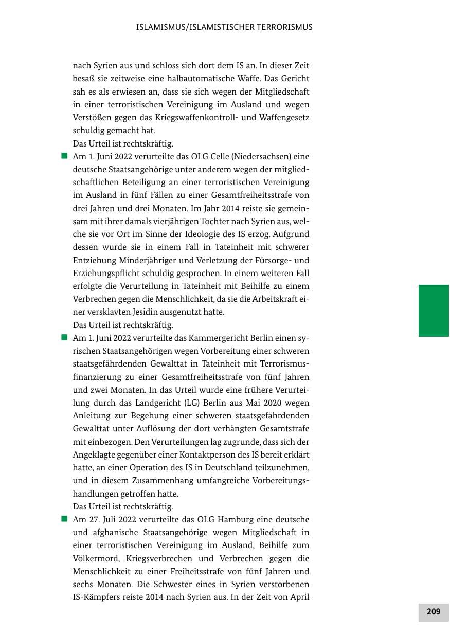 Seite 209 des Verfassungsschutzbericht 2022 Bund
