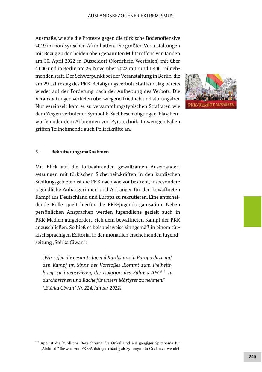 Seite 245 des Verfassungsschutzbericht 2022 Bund