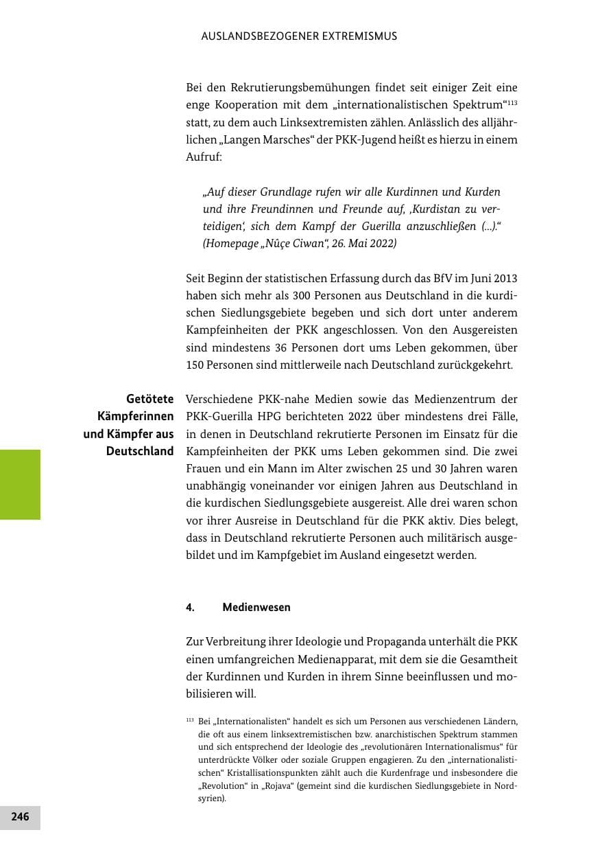 Seite 246 des Verfassungsschutzbericht 2022 Bund