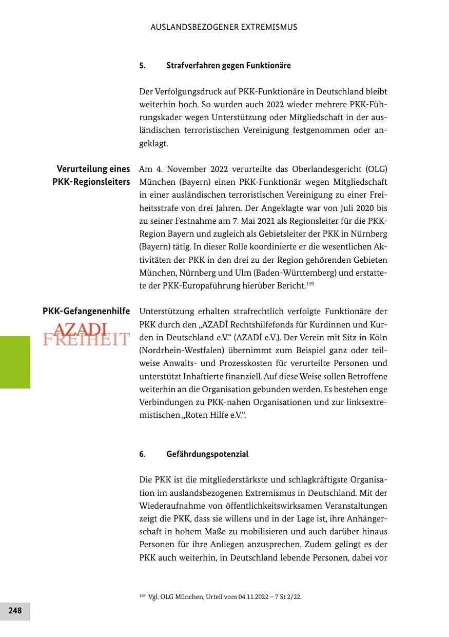 Seite 248 des Verfassungsschutzbericht 2022 Bund