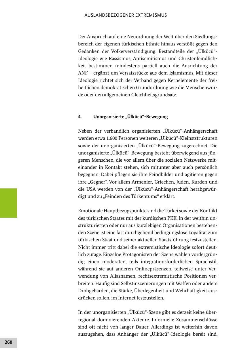 Seite 260 des Verfassungsschutzbericht 2022 Bund