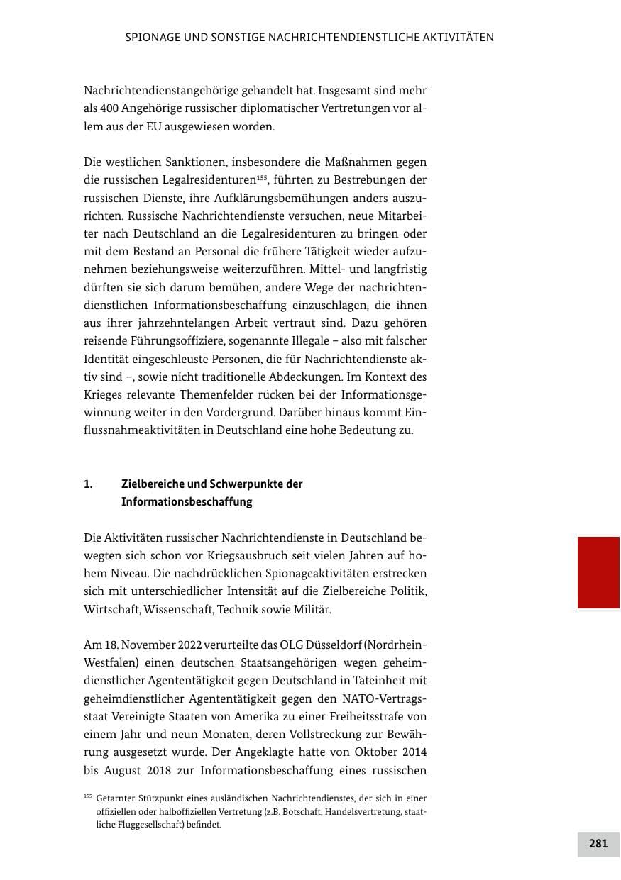 Seite 281 des Verfassungsschutzbericht 2022 Bund