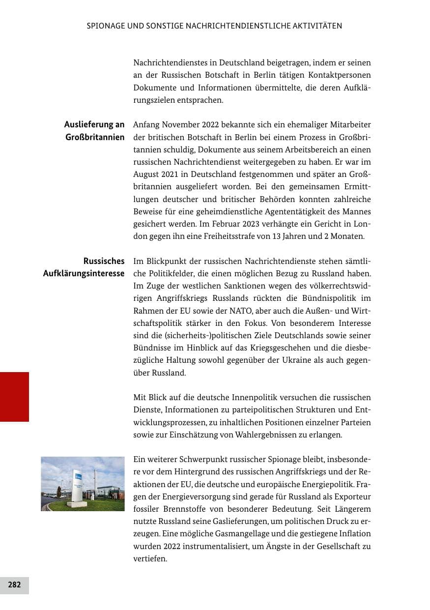 Seite 282 des Verfassungsschutzbericht 2022 Bund