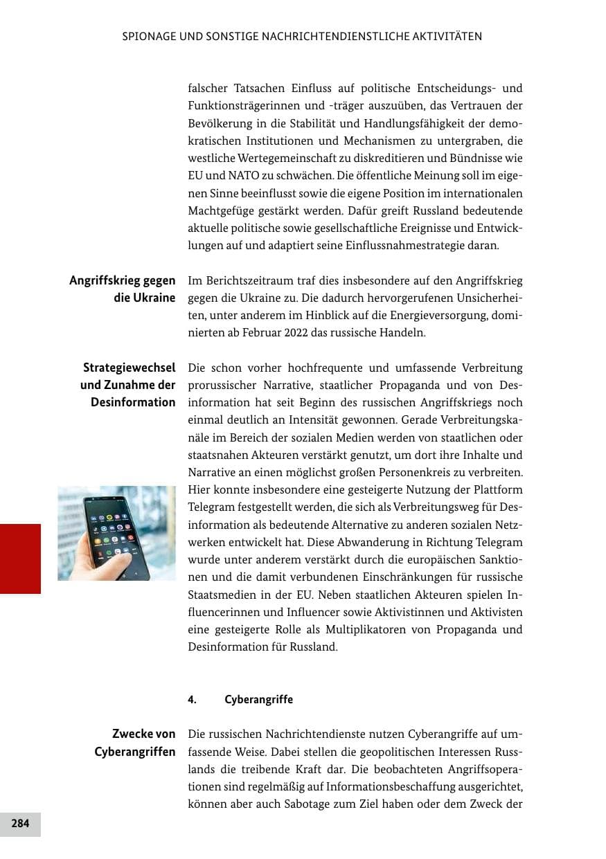 Seite 284 des Verfassungsschutzbericht 2022 Bund