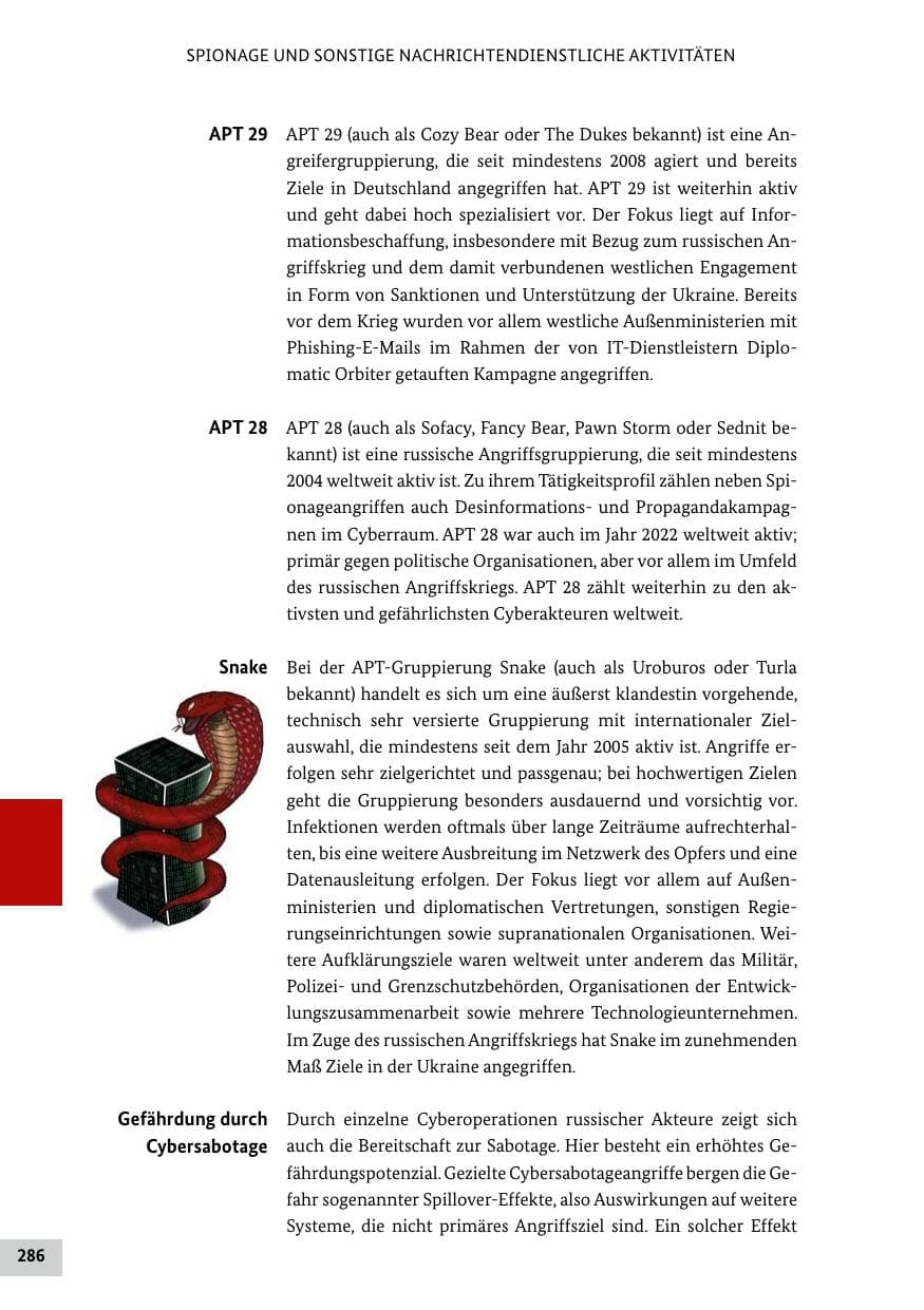 Seite 286 des Verfassungsschutzbericht 2022 Bund