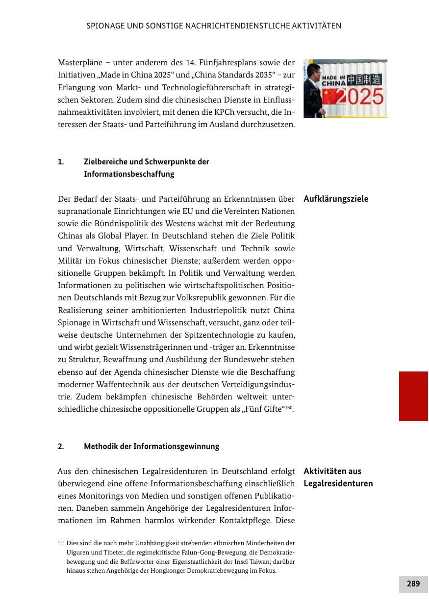 Seite 289 des Verfassungsschutzbericht 2022 Bund