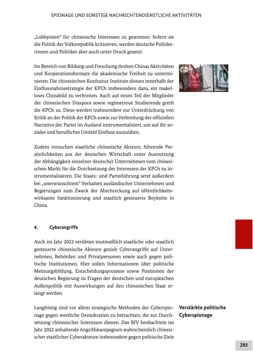 Seite 293 des Verfassungsschutzbericht 2022 Bund