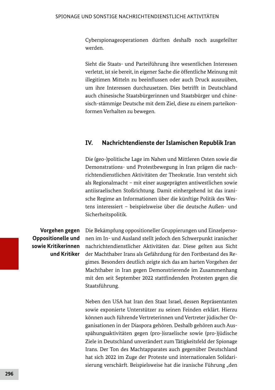 Seite 296 des Verfassungsschutzbericht 2022 Bund
