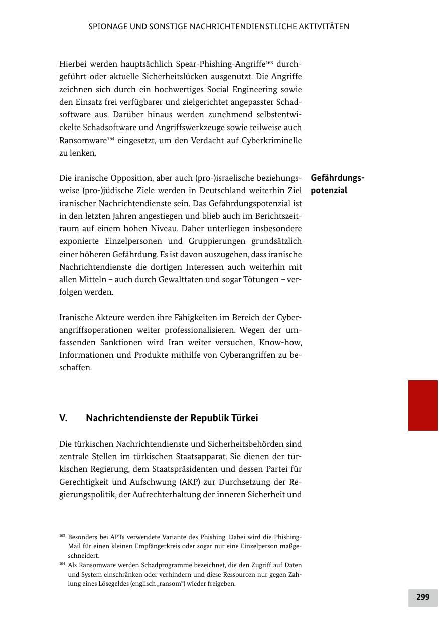 Seite 299 des Verfassungsschutzbericht 2022 Bund