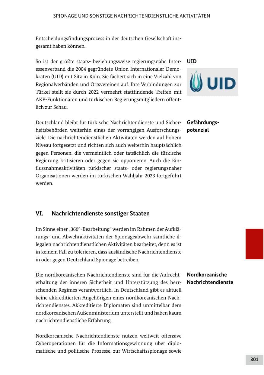 Seite 301 des Verfassungsschutzbericht 2022 Bund