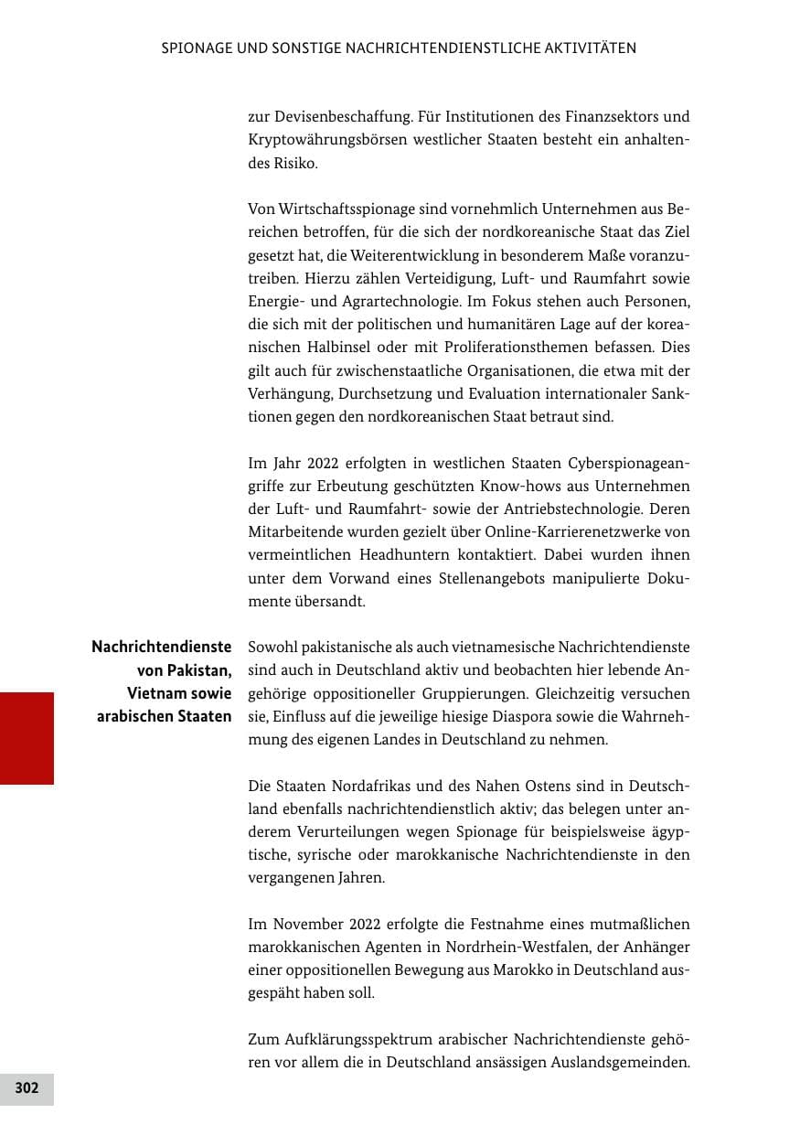 Seite 302 des Verfassungsschutzbericht 2022 Bund