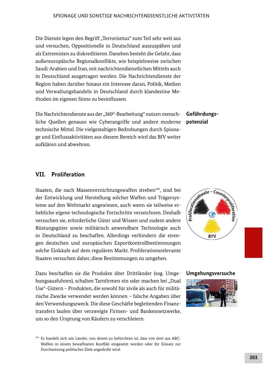 Seite 303 des Verfassungsschutzbericht 2022 Bund