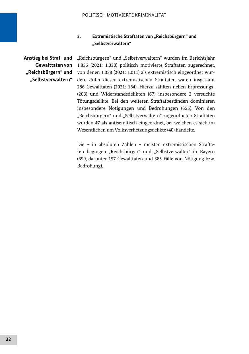 Seite 32 des Verfassungsschutzbericht 2022 Bund