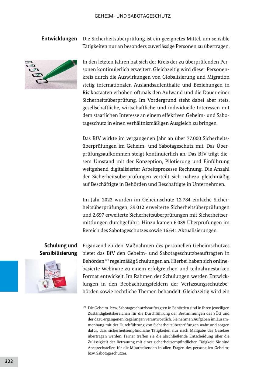 Seite 322 des Verfassungsschutzbericht 2022 Bund