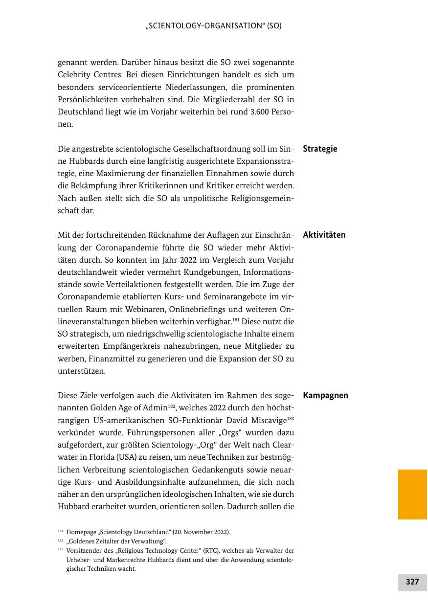 Seite 327 des Verfassungsschutzbericht 2022 Bund