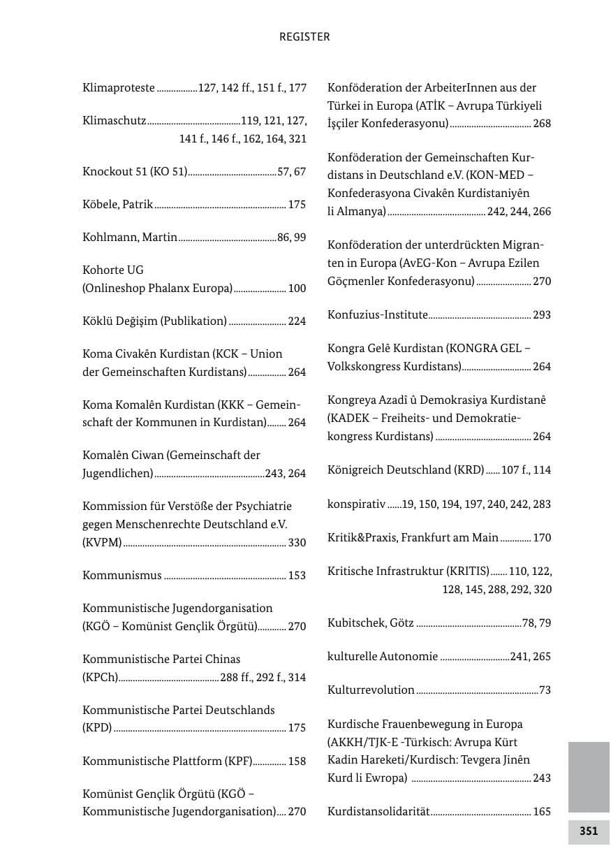 Seite 351 des Verfassungsschutzbericht 2022 Bund