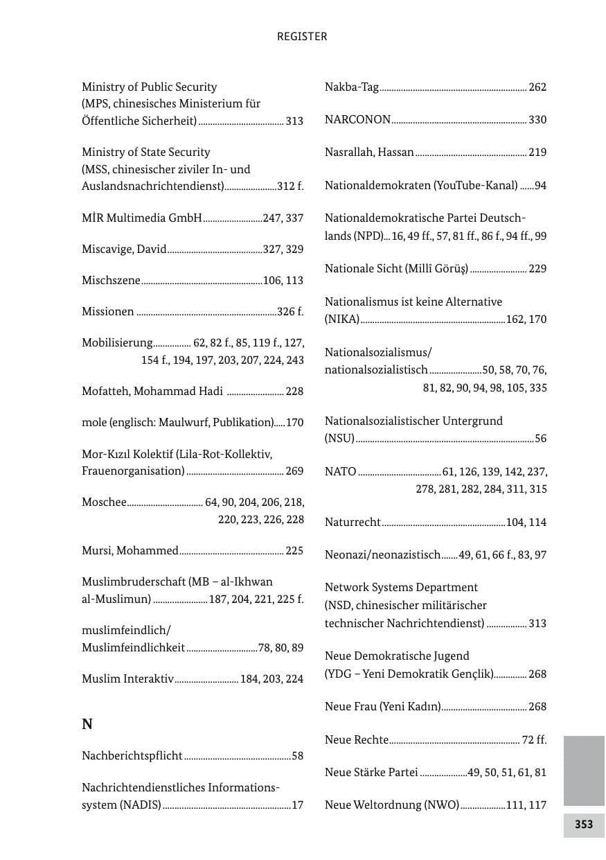 Seite 353 des Verfassungsschutzbericht 2022 Bund