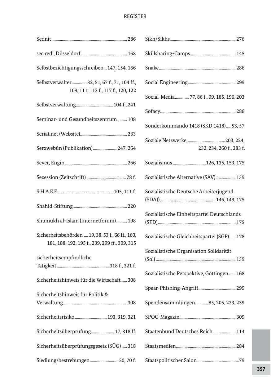 Seite 357 des Verfassungsschutzbericht 2022 Bund
