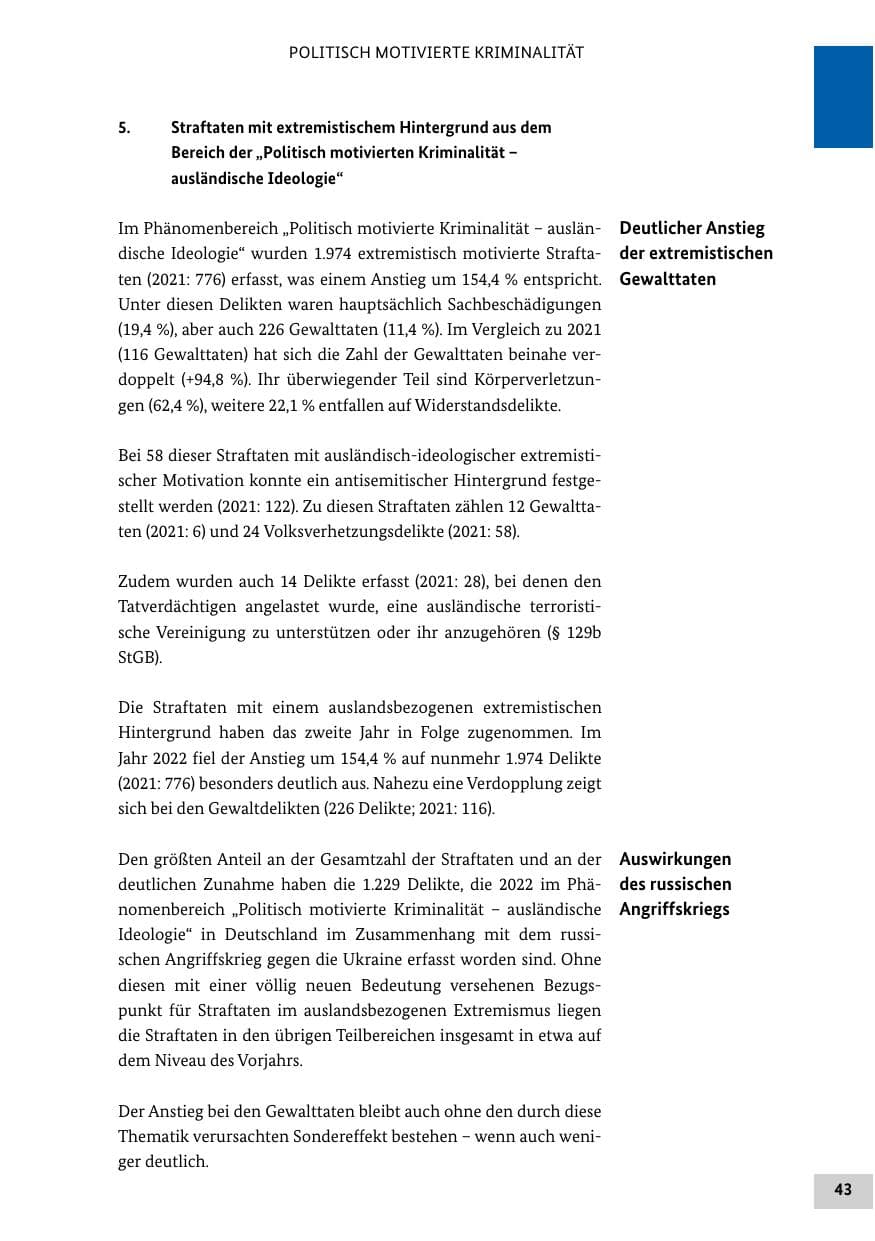 Seite 43 des Verfassungsschutzbericht 2022 Bund