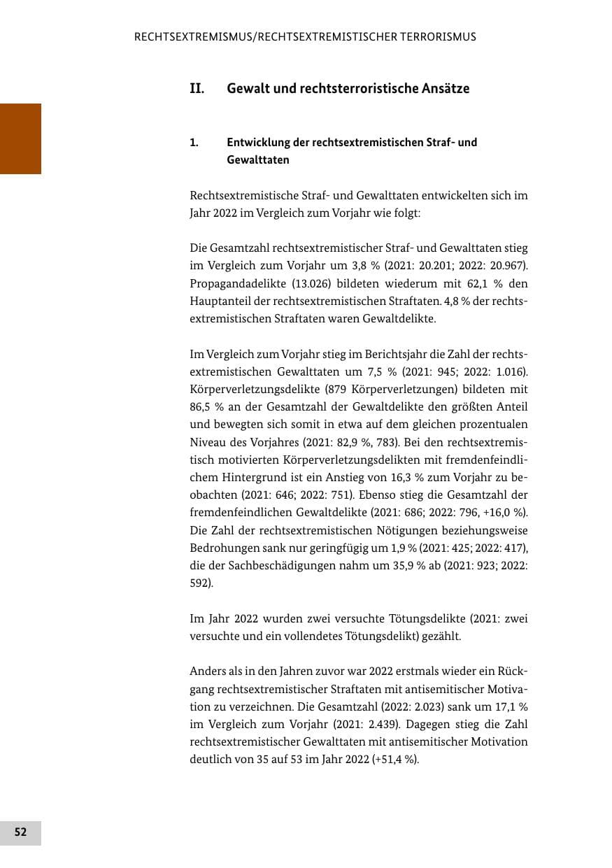 Seite 52 des Verfassungsschutzbericht 2022 Bund