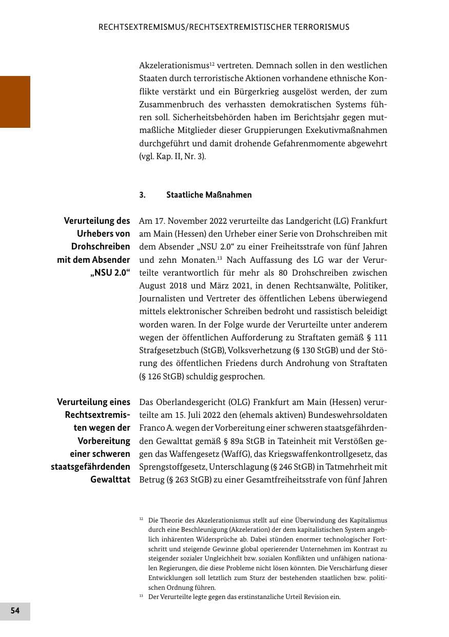 Seite 54 des Verfassungsschutzbericht 2022 Bund