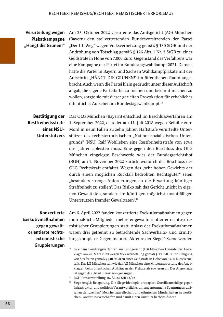 Seite 56 des Verfassungsschutzbericht 2022 Bund