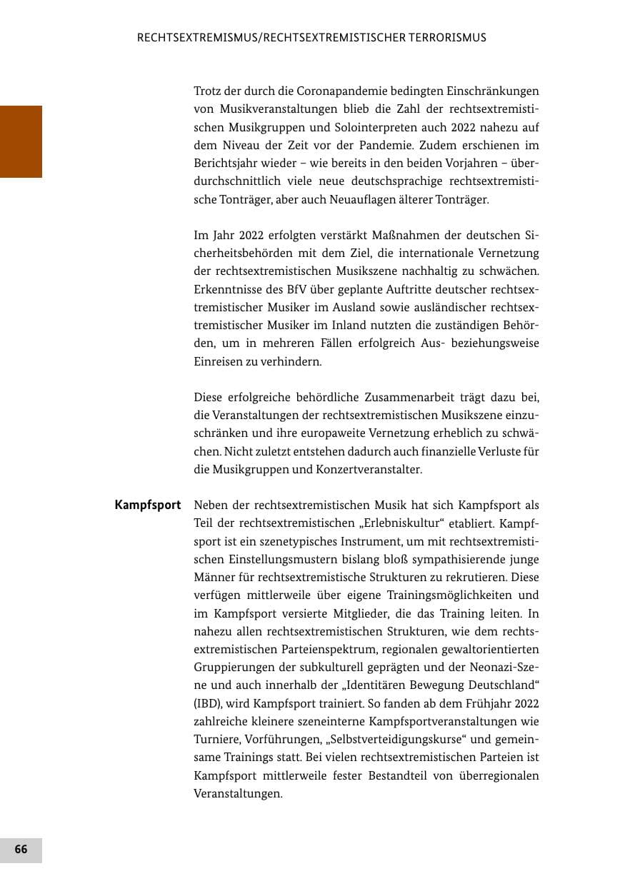 Seite 66 des Verfassungsschutzbericht 2022 Bund