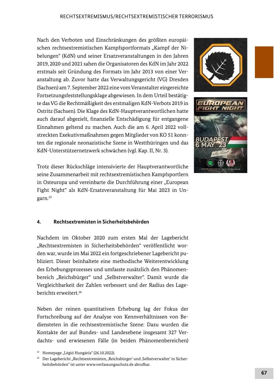 Seite 67 des Verfassungsschutzbericht 2022 Bund