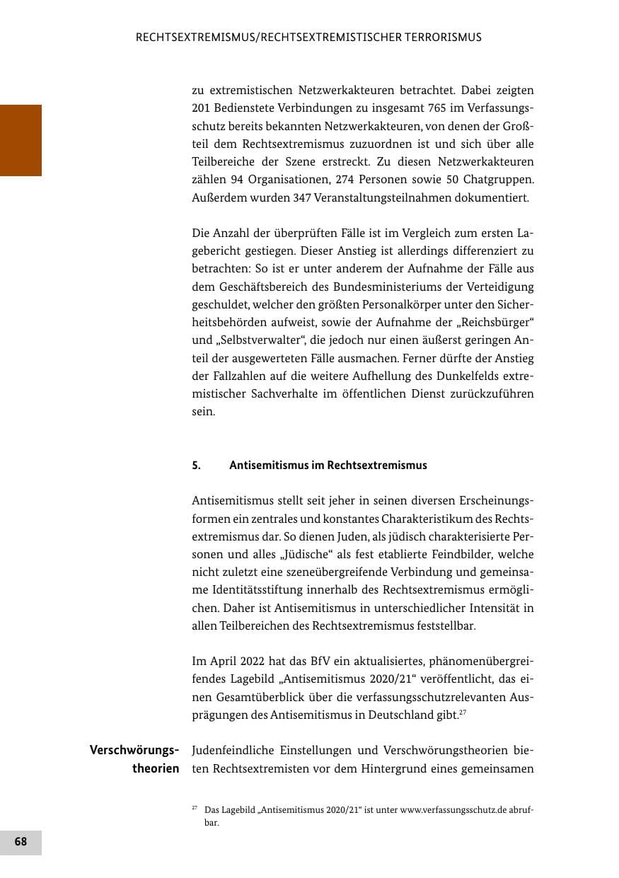 Seite 68 des Verfassungsschutzbericht 2022 Bund