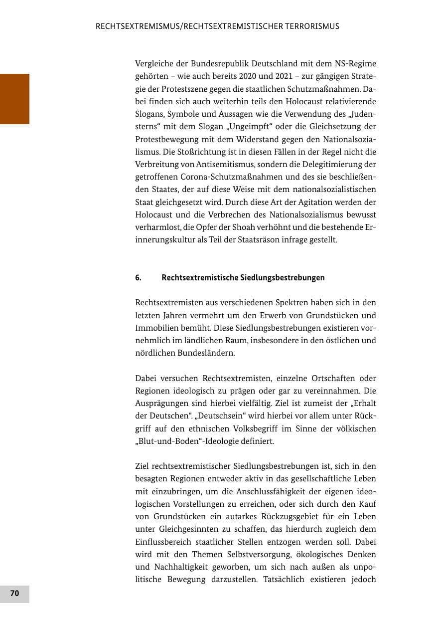 Seite 70 des Verfassungsschutzbericht 2022 Bund