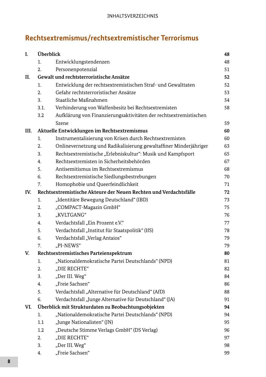Seite 8 des Verfassungsschutzbericht 2022 Bund