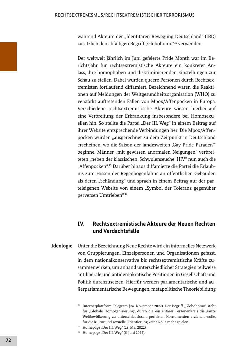 Seite 72 des Verfassungsschutzbericht 2022 Bund